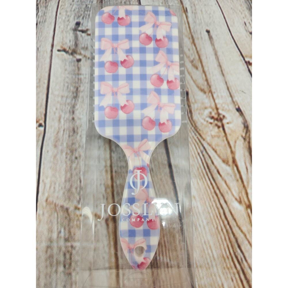Josslyn Wet Brush Hair Brush NEW Pink Cherries Bows Detangle Brush Blue Plaid